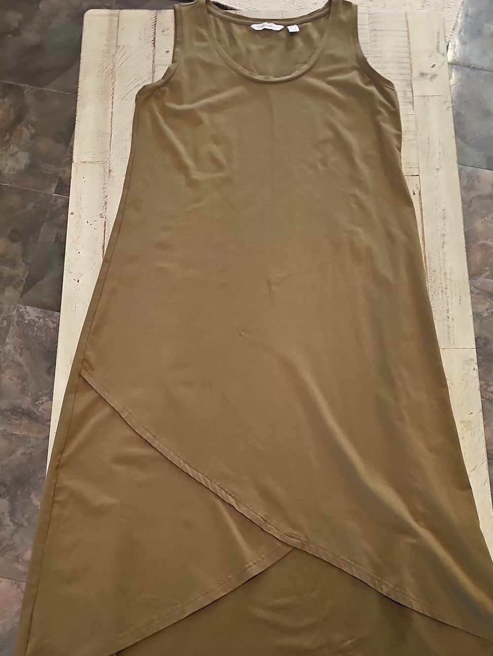 Isaac Mizrahi Olive Sleeveless Midi Dress Size MP
